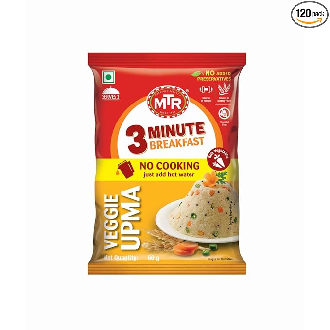 MTR 3 Mins Breakfast Vegetable Upma Pouch 60GM /Per pack