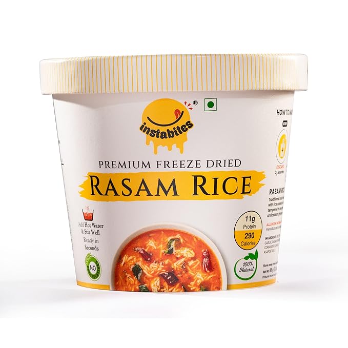 Instabites Ready to Eat Rasam Rice Cup 65g, No Added Preservatives and Ready to Eat in Minutes - Pack of 1