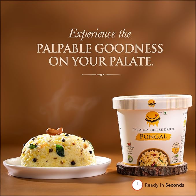 Instabites Ready to Eat Pongal 65g, No Added Preservatives and Ready to Eat in Minutes - Pack of 1